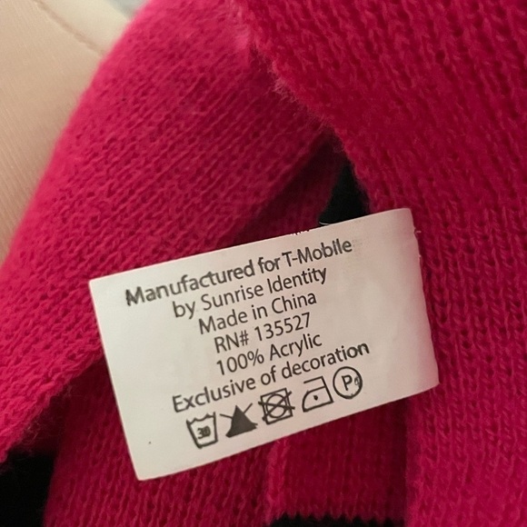 T Mobile Tuesday Black and Pink Striped Scarf - Picture 7 of 8